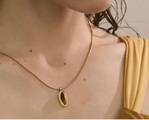 Oval Tigers Eye Necklace