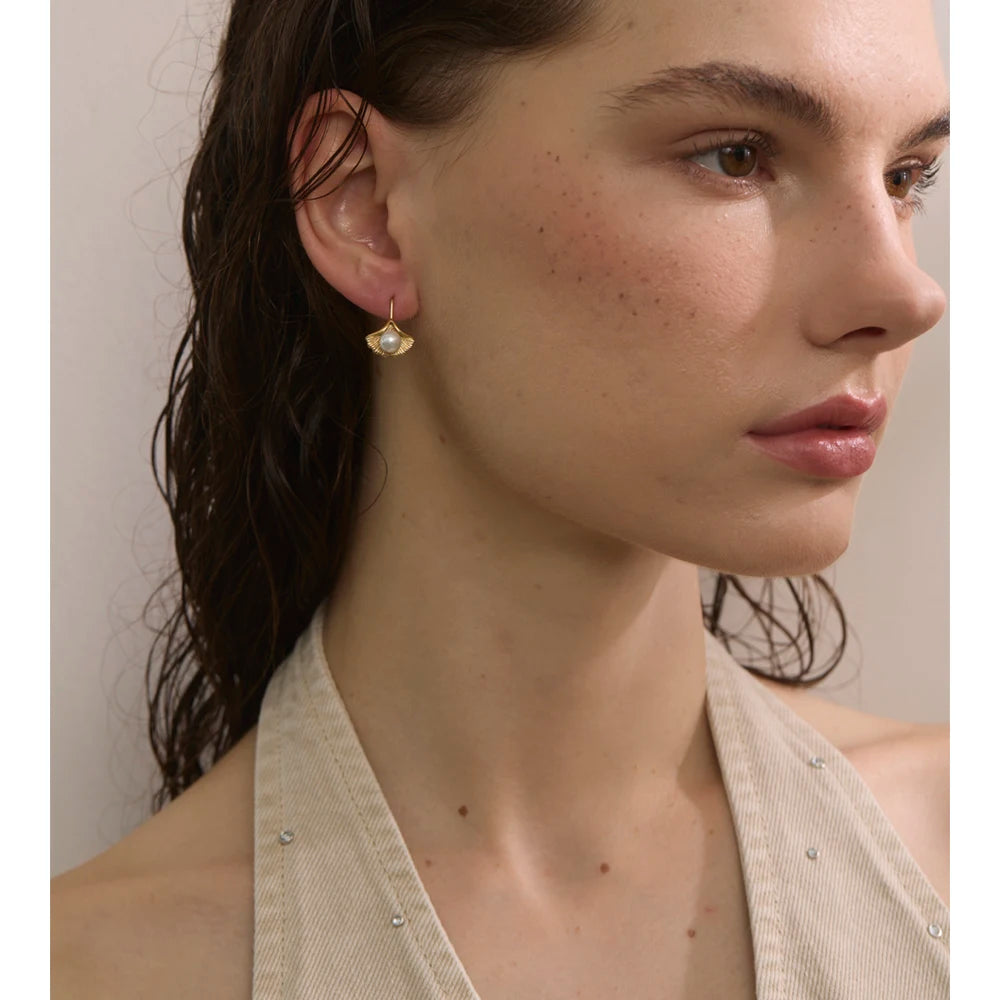Ginkgo Pearl Earrings